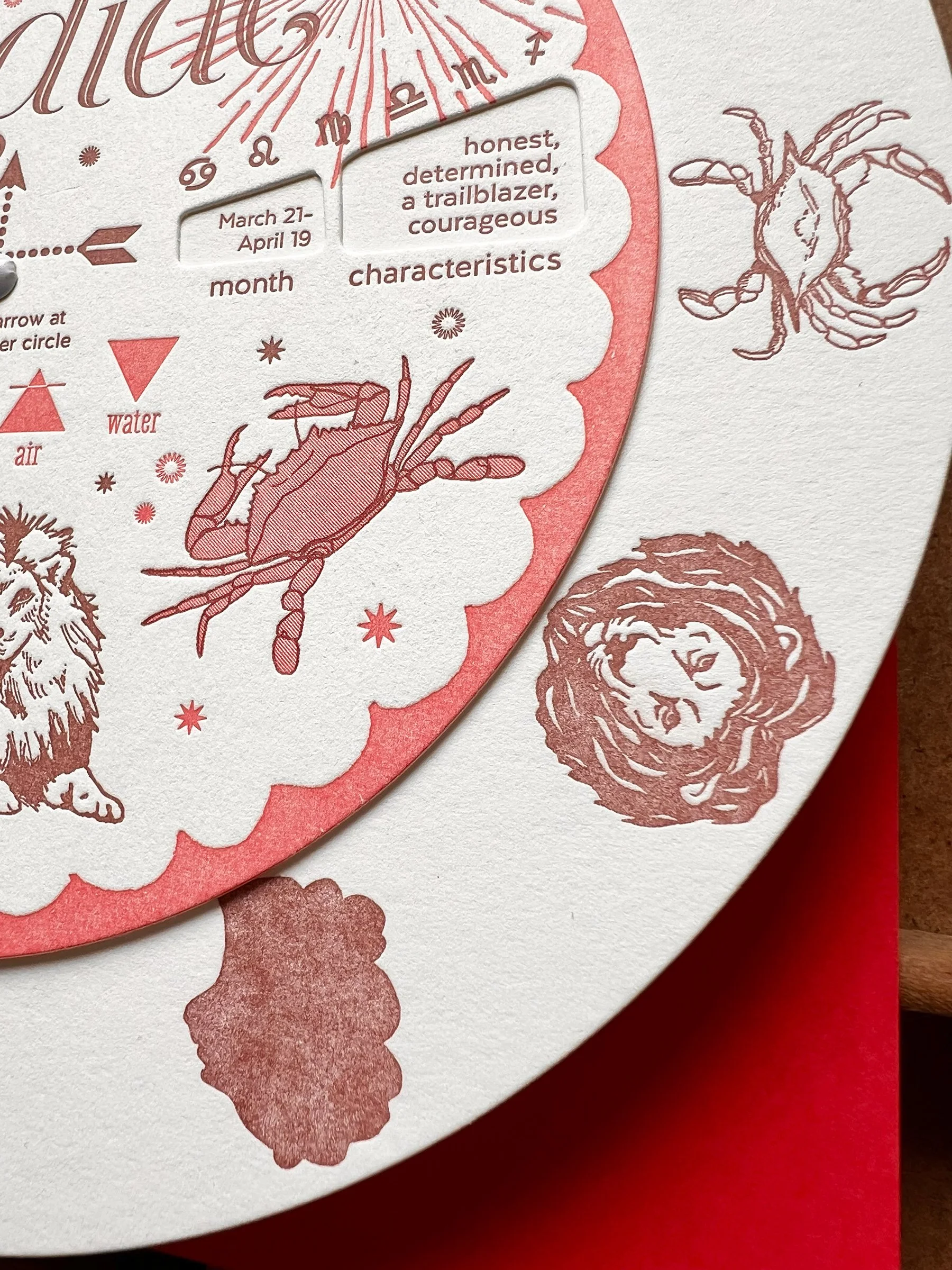 zodiac letterpress spinner volvelle — Blackbird Letterpress